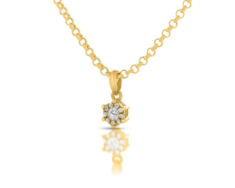 Zirkonia Kette Damenschmuck vergoldet Anhänger elegant