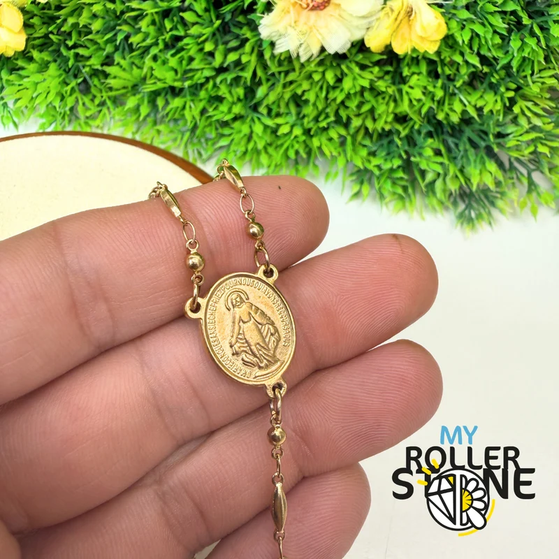 Goldener Gebetsrosenkranz – Kreuz & Marienmedaille – Edelstahl 201