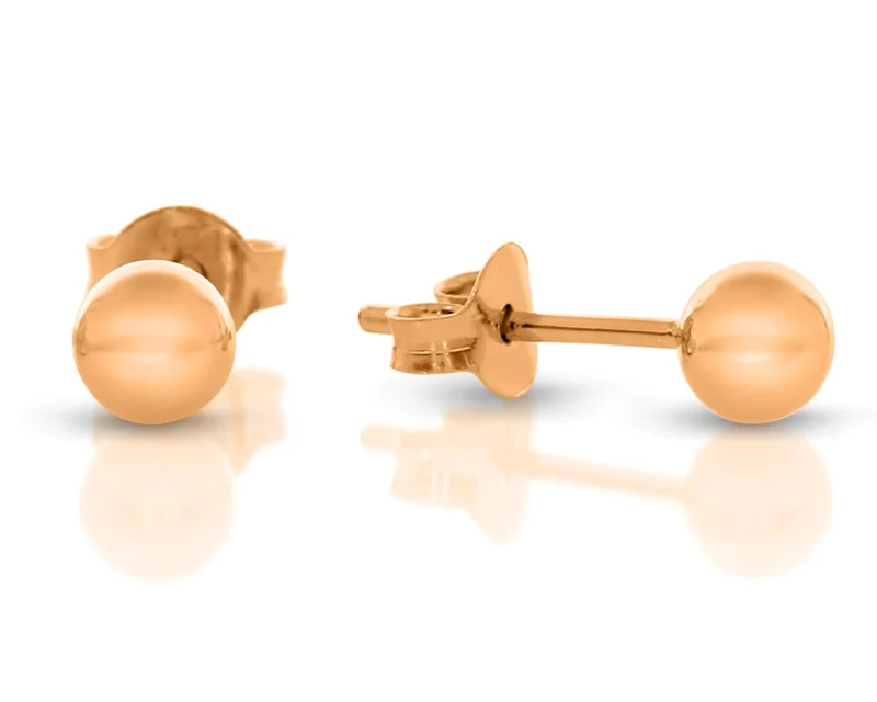 Ohrstecker rund 5mm rosé vergoldet Kugel Ohrringe