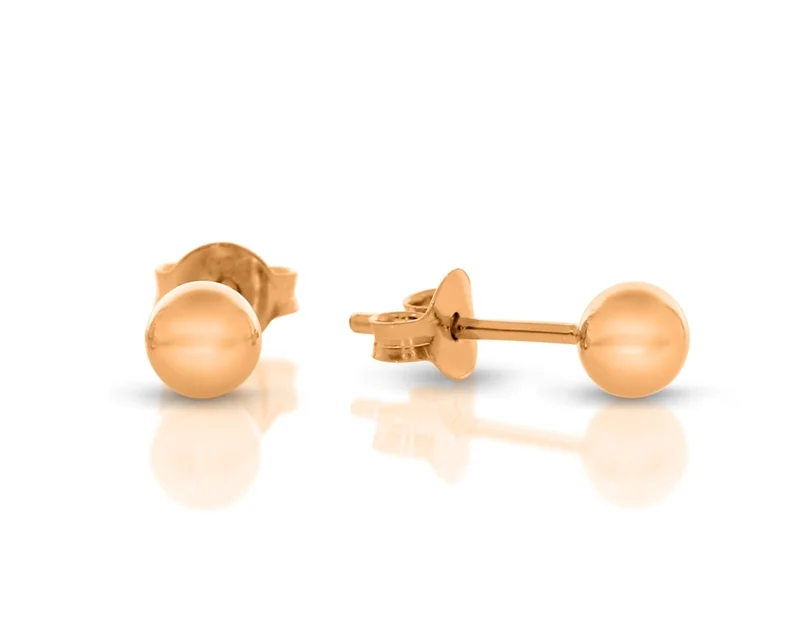 Ohrstecker rund 5mm rosé vergoldet Kugel Ohrringe