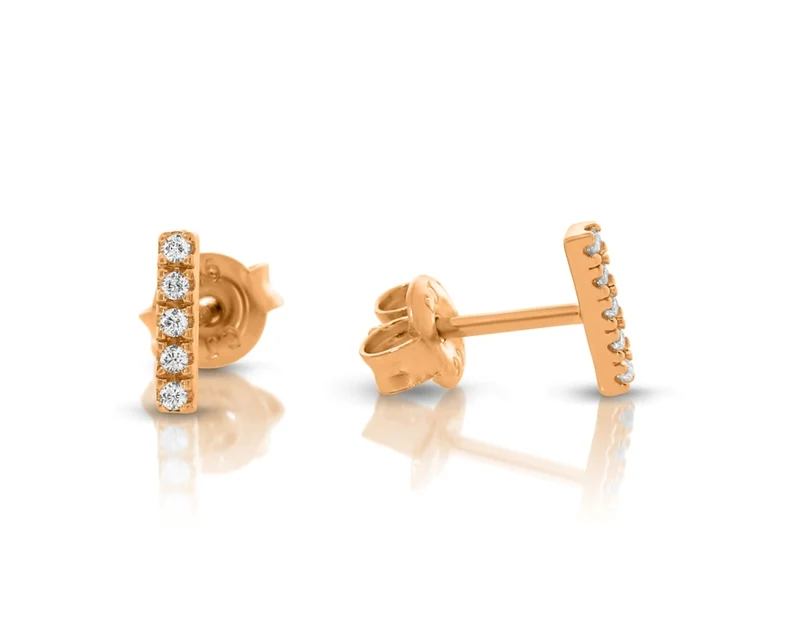 Damen Stab Ohrstecker Zirkonia rosé vergoldet