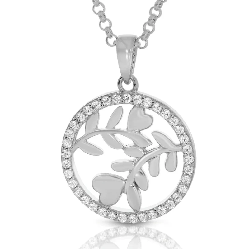 Elegante Damen Kette mit Zirkonia Anhänger Ring Kreis 925 Silber