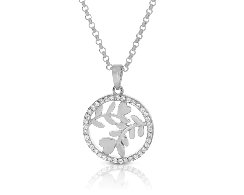 Elegante Damen Kette mit Zirkonia Anhänger Ring Kreis 925 Silber