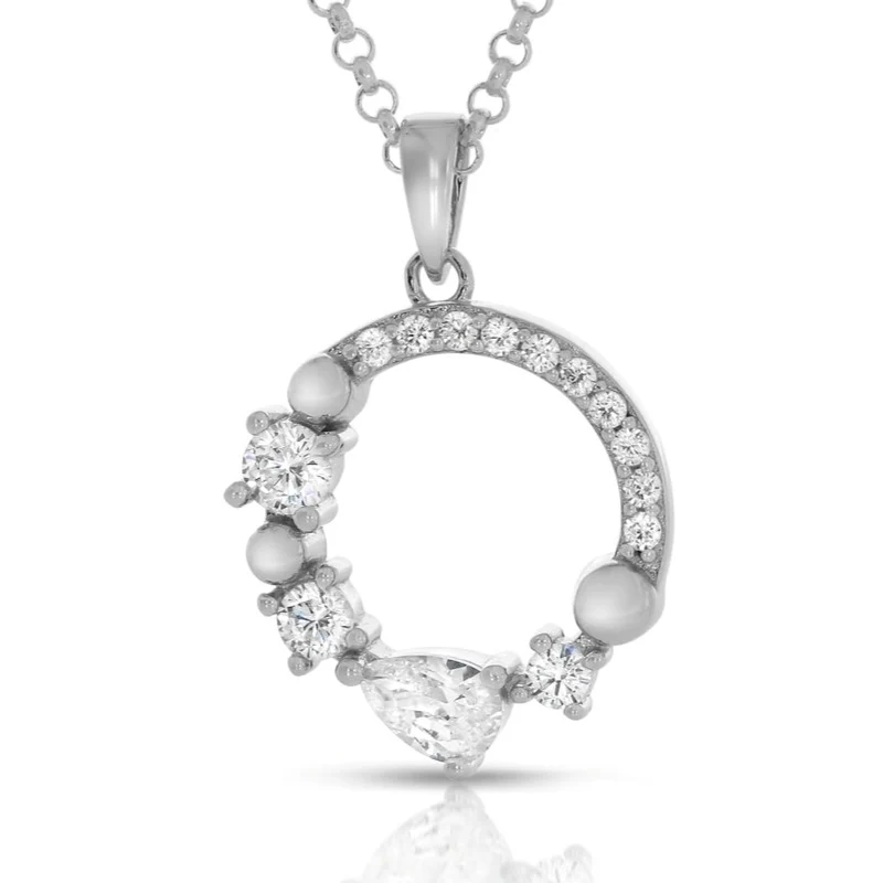 Kette Kreis Anhänger Zirkonia 925 Silber