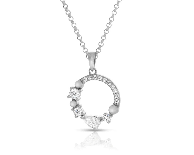 Kette Kreis Anhänger Zirkonia 925 Silber