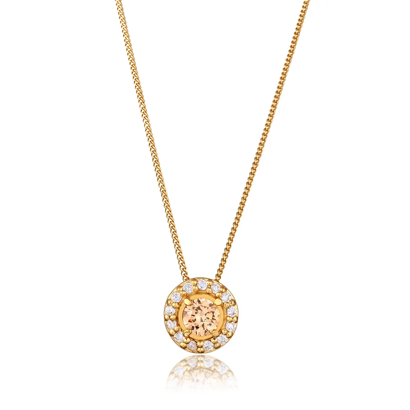 Peach Morganite & White Topaz Tansy Bloom Ohrringe & Halskette Schmuck Set