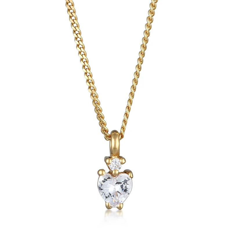 White Zirconia Brilliant Herz Halskette & Ring Schmuck Set