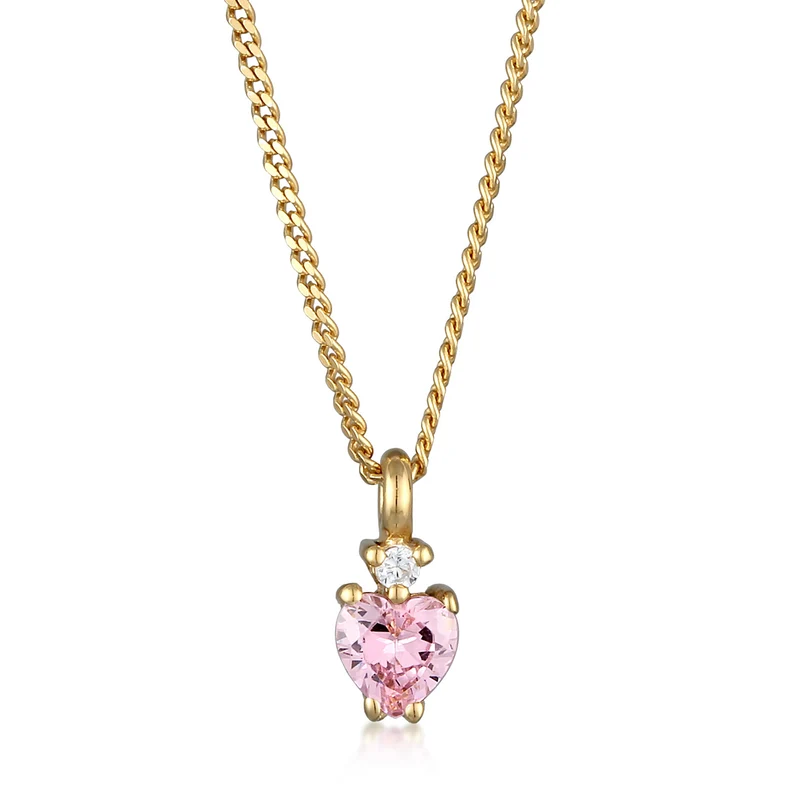 Pink Zirconia Brilliant Herz Halskette & Ring Schmuck Set