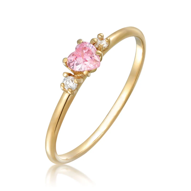 Pink Zirconia Brilliant Herz Halskette & Ring Schmuck Set
