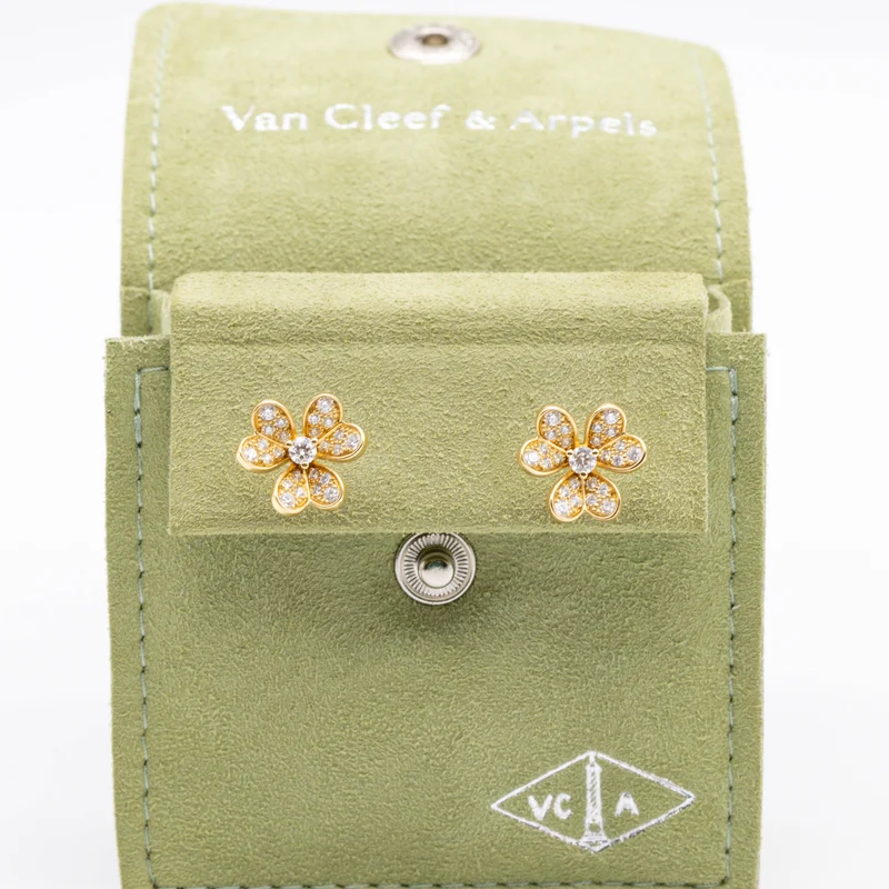 Van Cleef & Arpels Frivole Mini Ohrringe Paved Diamonds Gelbgold