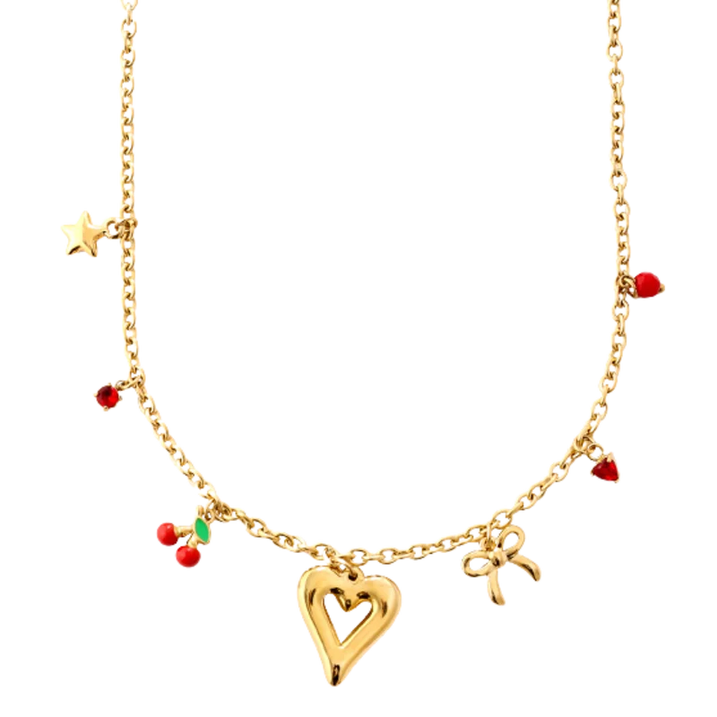 Golden Heart & Ribbon Kette 14K Vergoldet