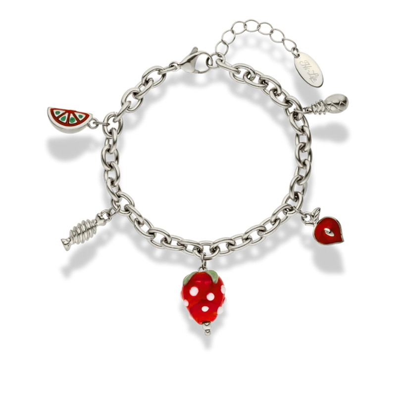 Sweet Paradise Strawberry Charm Armband 14K Vergoldet