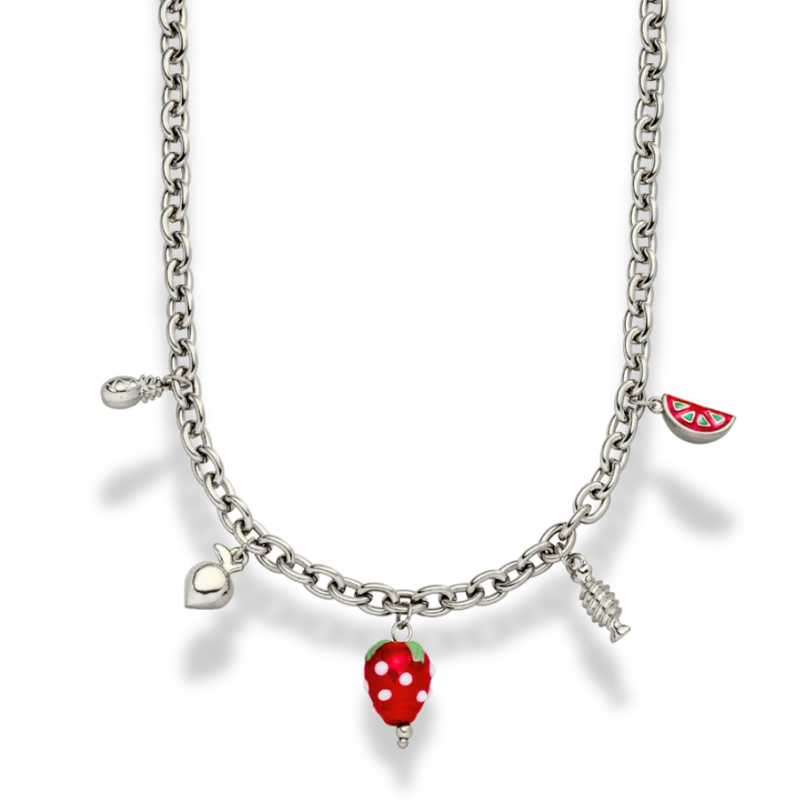 Sweet Paradise Strawberry Charm Kette 14K Vergoldet