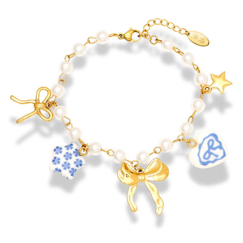 Sweet Paradise Ribbon Charm Armband 14K Vergoldet
