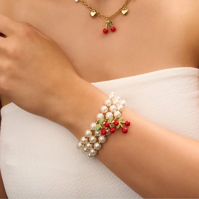 Cherry Pearl Armband 14K Vergoldet