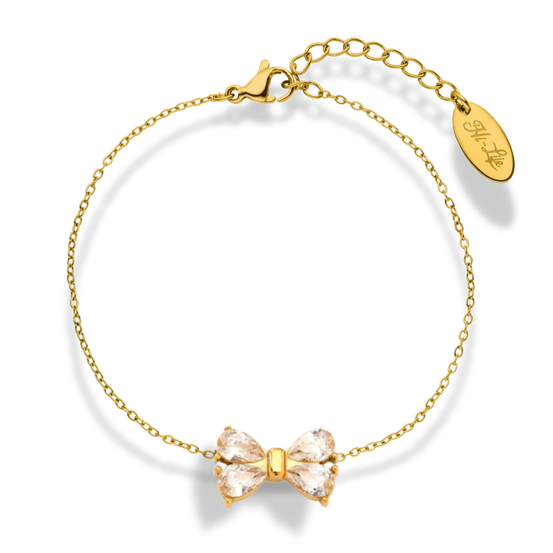 Teardrop Bow Armband 14K Vergoldet