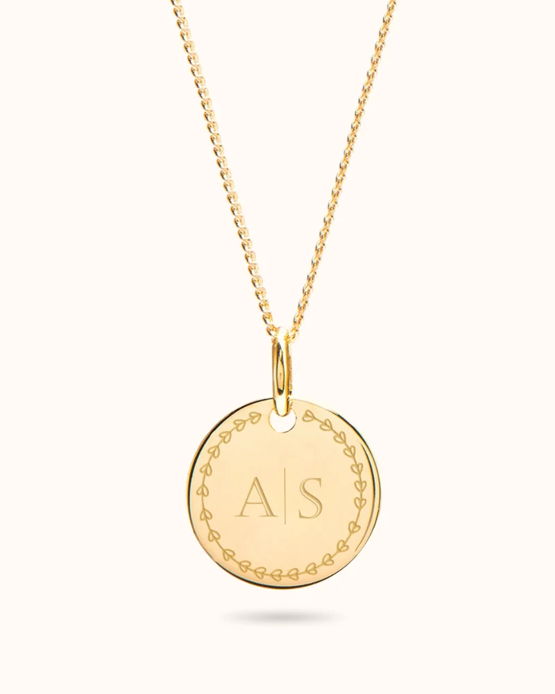 Love Initial Coin Ketting - Verguld - Initialen Ketting