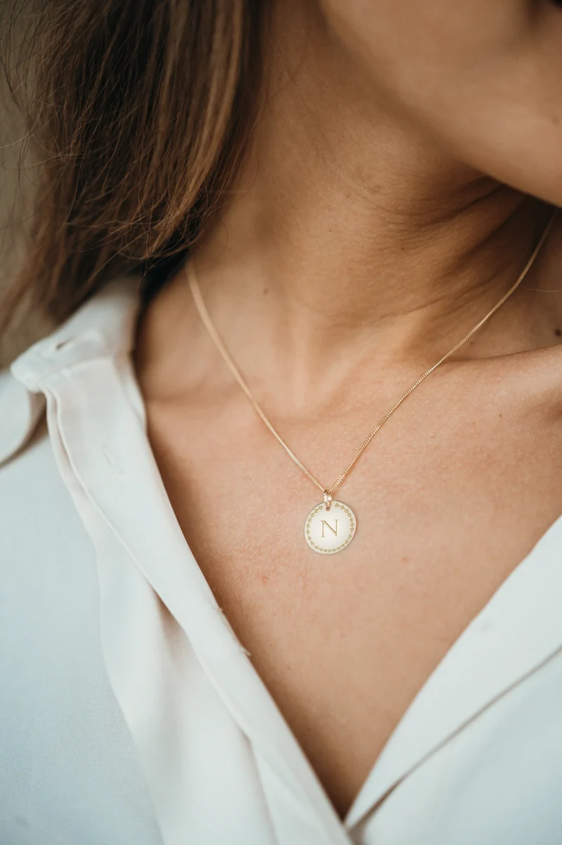 Love Initial Coin Ketting - Verguld - Initialen Ketting