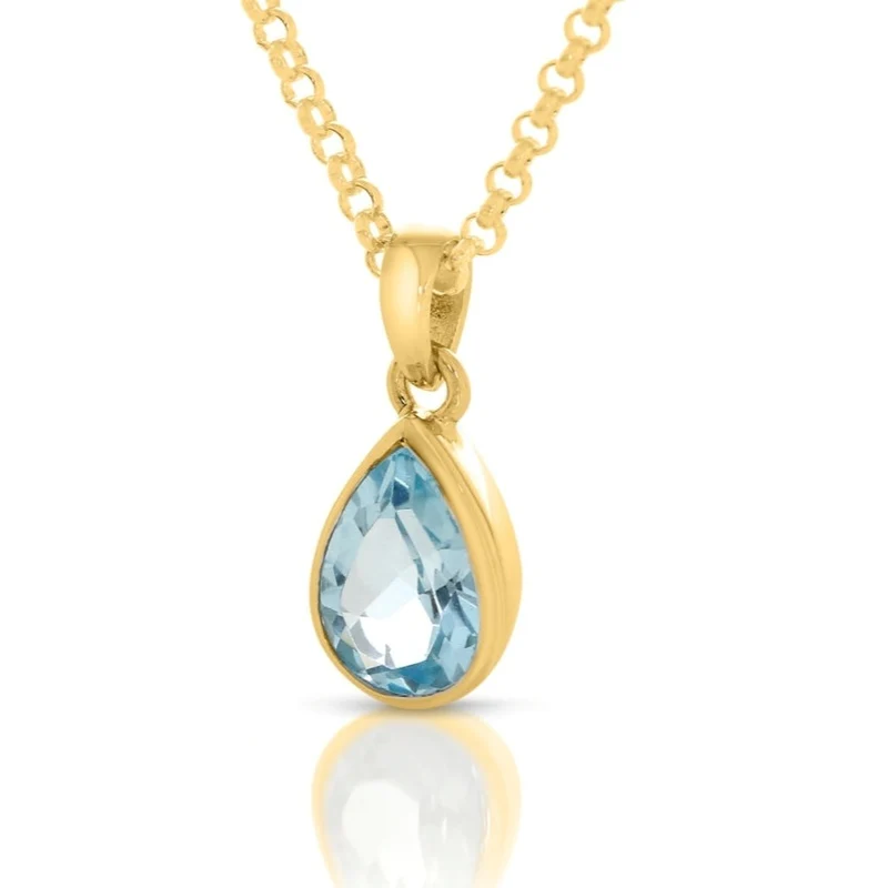 Topas Anhänger Kette Damenschmuck vergoldet
