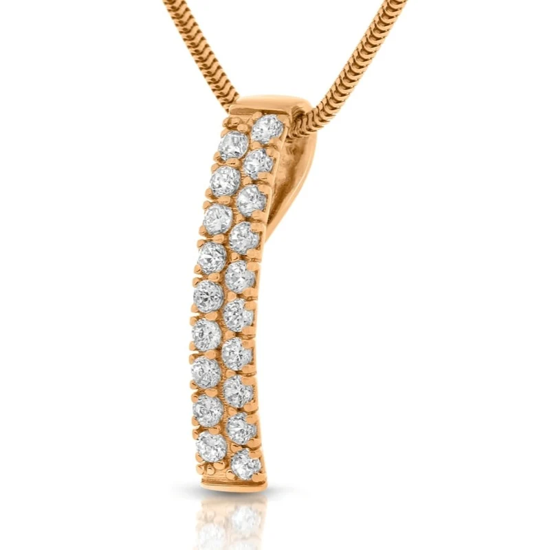 Damen-Kette mit Anhänger Sterling Silber rose vergoldet Zirkonia Stab- Anhänger