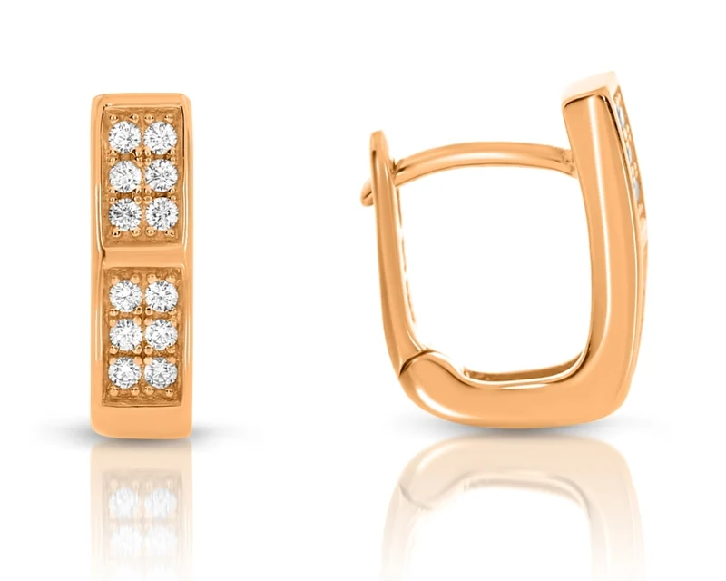 Damen Creolen rosé vergoldet Zirkonia elegante Ohrringe