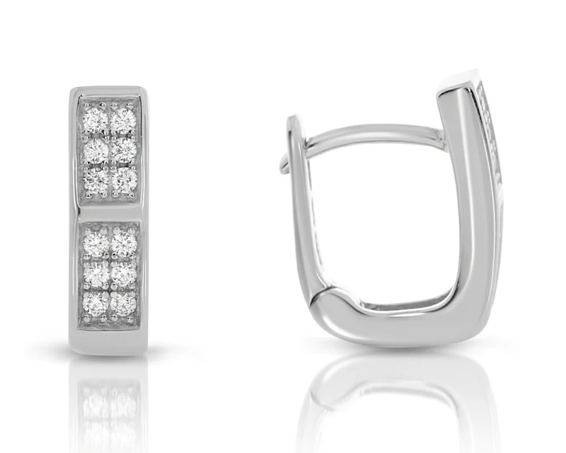 Damen Creolen eckig 925 Silber Zirkonia