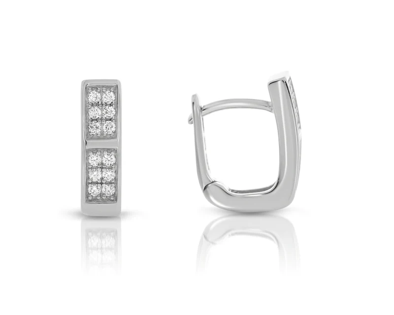 Damen Creolen eckig 925 Silber Zirkonia