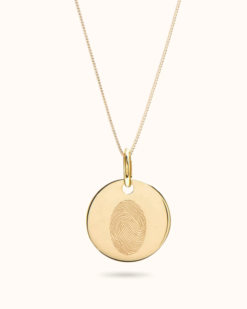Vingerafdruk Coin Ketting - Verguld - Gepersonaliseerde Ketting