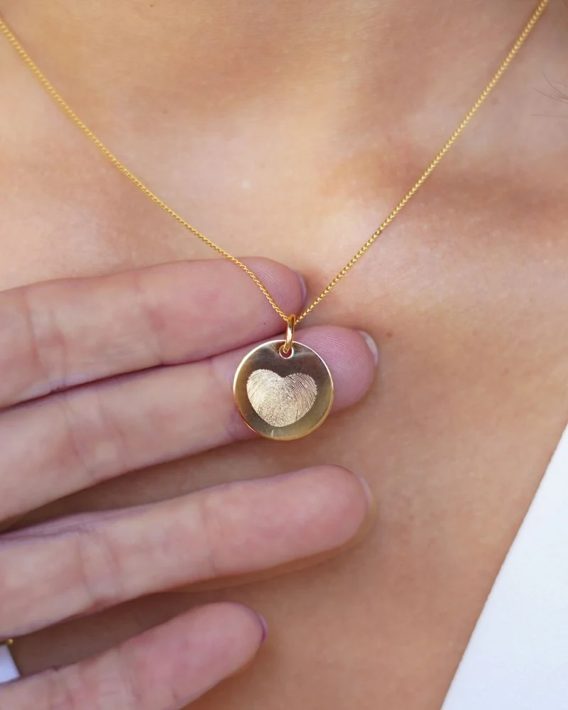 Vingerafdruk Coin Ketting - Verguld - Gepersonaliseerde Ketting