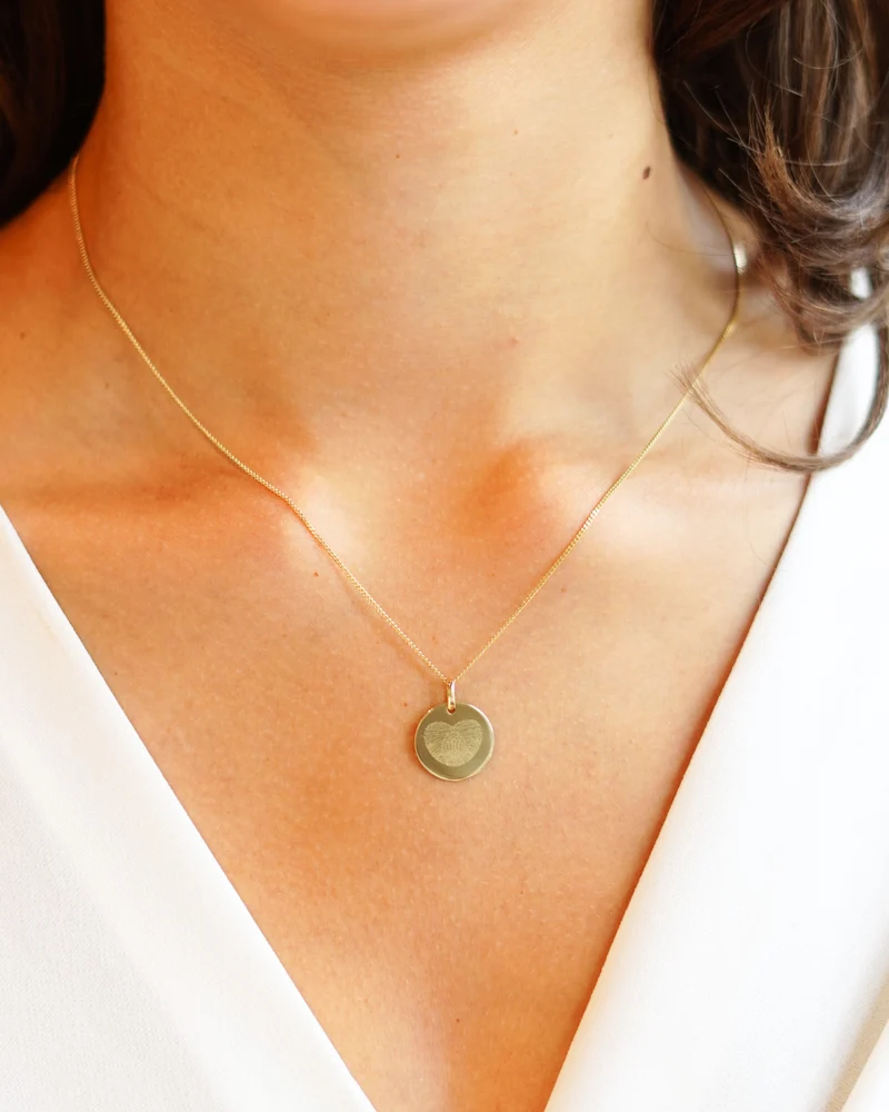 Vingerafdruk Coin Ketting - Verguld - Gepersonaliseerde Ketting