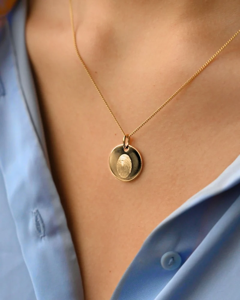 Vingerafdruk Coin Ketting - Verguld - Gepersonaliseerde Ketting