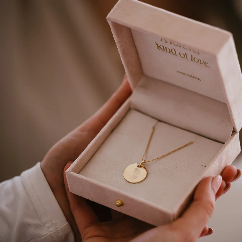 Vingerafdruk Coin Ketting - Verguld - Gepersonaliseerde Ketting