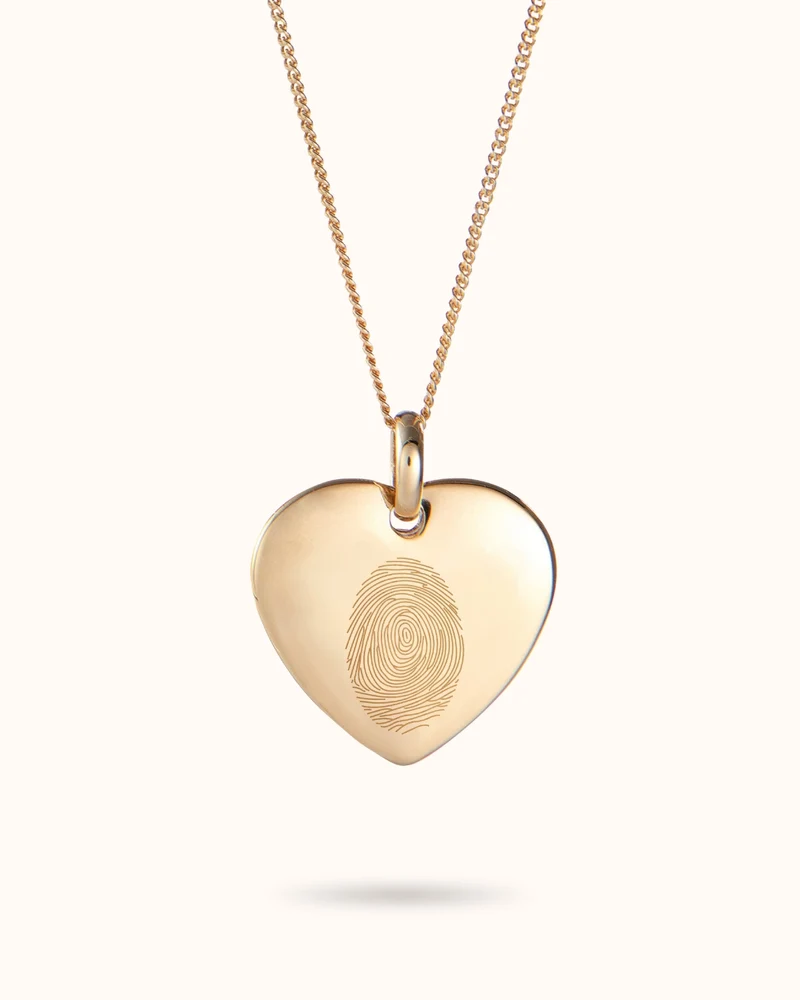 Vingerafdruk Heart Charm Ketting - Verguld - Gepersonaliseerde Ketting