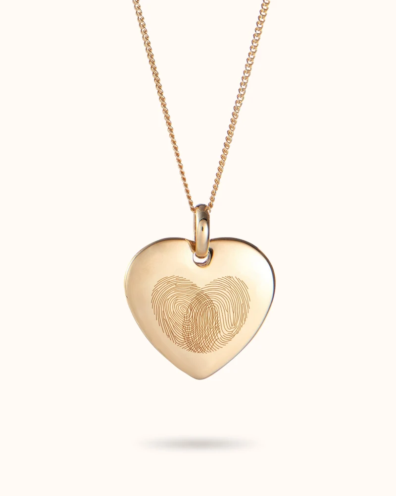 Vingerafdruk Heart Charm Ketting - Verguld - Gepersonaliseerde Ketting