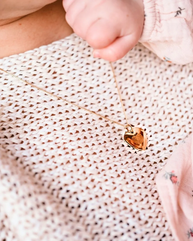 Vingerafdruk Heart Charm Ketting - Verguld - Gepersonaliseerde Ketting