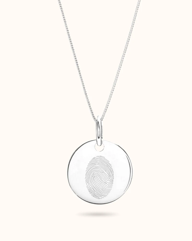 Vingerafdruk Coin Ketting - Zilver - Gepersonaliseerde Ketting