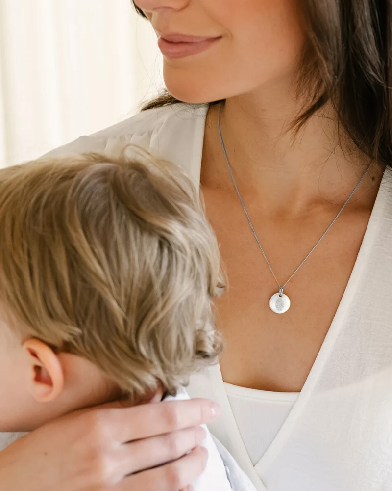 Vingerafdruk Coin Ketting - Zilver - Gepersonaliseerde Ketting