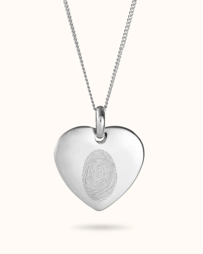 Vingerafdruk Heart Charm Ketting - Zilver - Gepersonaliseerde Ketting