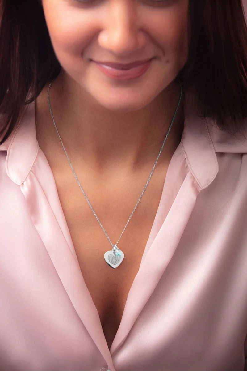 Vingerafdruk Heart Charm Ketting - Zilver - Gepersonaliseerde Ketting