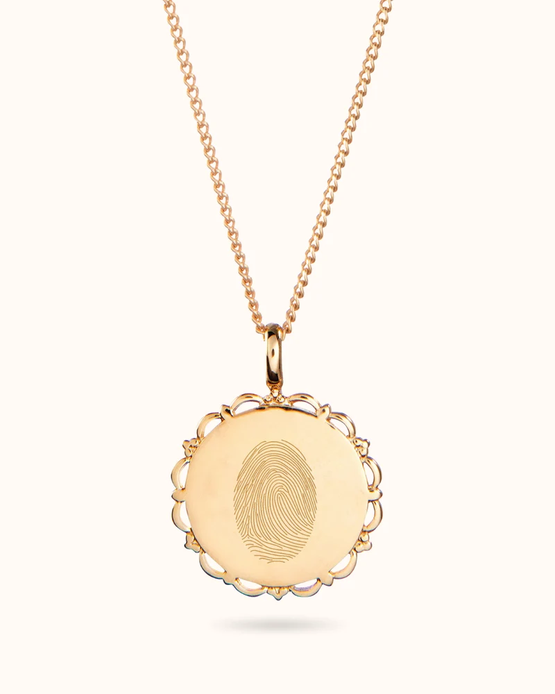 Vingerafdruk Vintage Coin Ketting - Verguld - Gepersonaliseerde Ketting