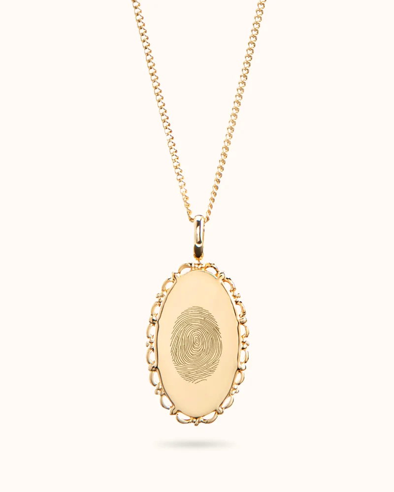 Vingerafdruk Vintage Coin Ketting - Verguld - Gepersonaliseerde Ketting