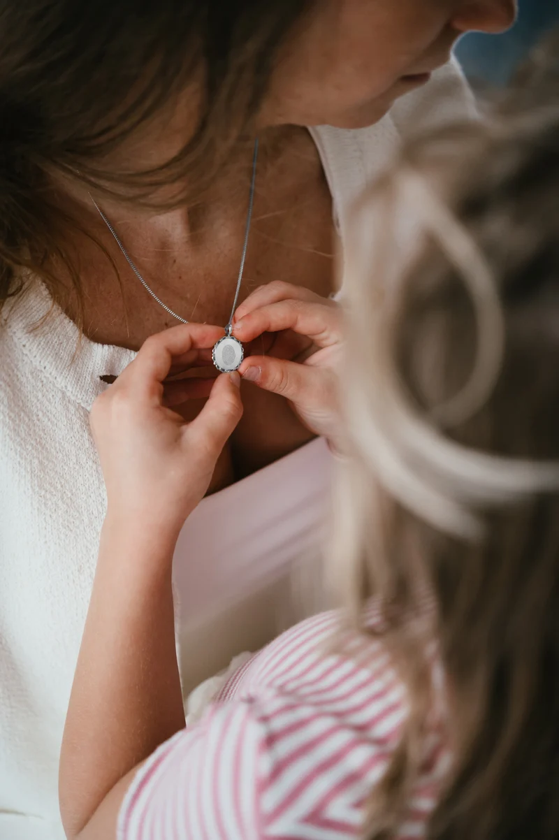 Vingerafdruk Vintage Coin Ketting - Zilver - Gepersonaliseerde Ketting