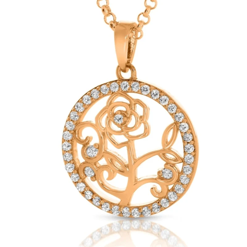 Halskette Rose Blume Anhänger rosé vergoldet Geschenk Frau Freundin