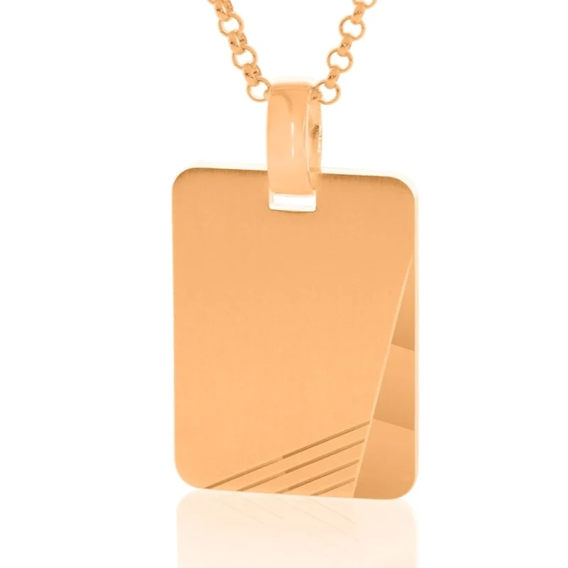 Kette Gravur Anhänger Damen Dog Tag rosé gold