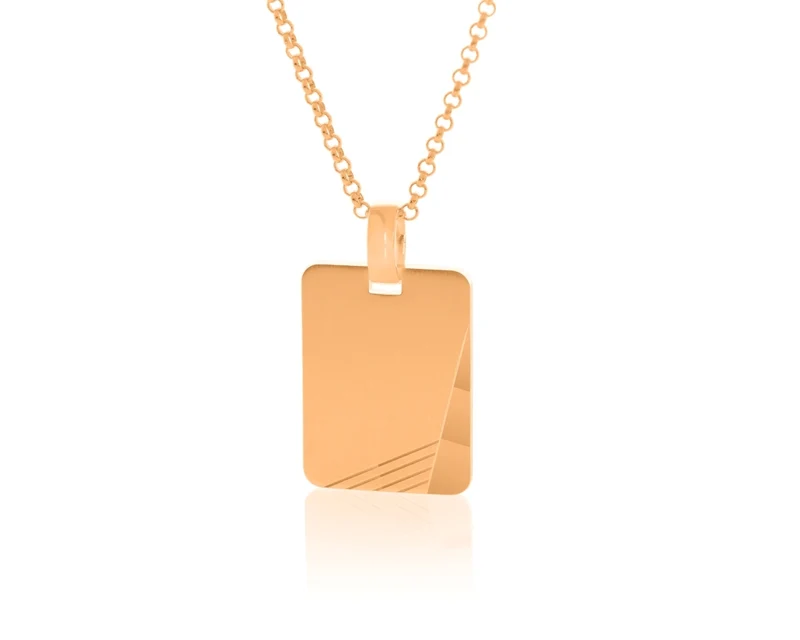 Kette Gravur Anhänger Damen Dog Tag rosé gold
