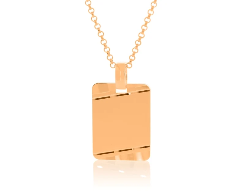 Dog Tag Kette roségold Anhänger eckig Gravur Goldschmuck