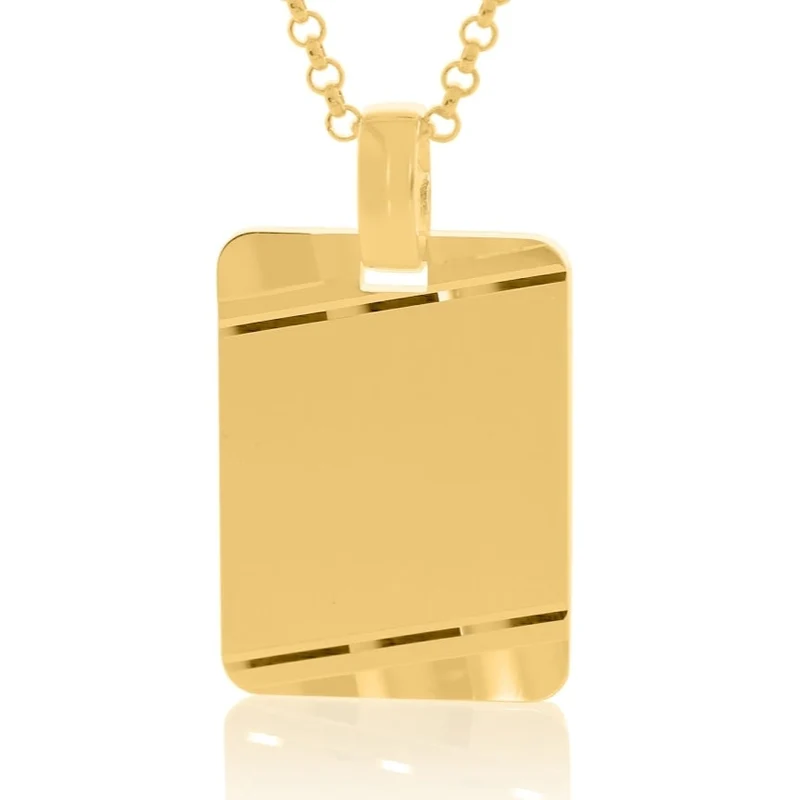 Kette Anhänger Dog Tag vergoldet Design Gravur Anhänger