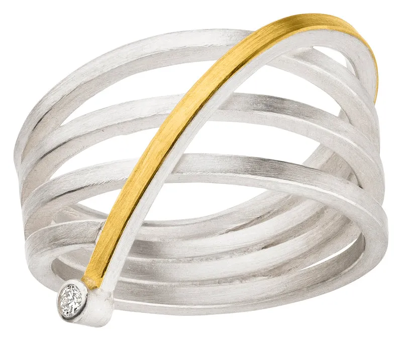 925er Silber Ring feingoldbelegt MANU R1416BR