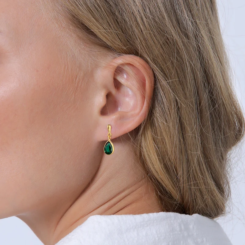 Drop Green Quartz Tearpdrop Ohrringe & Anhänger-Ohrringe Schmuck Set