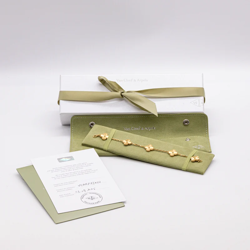 Van Cleef & Arpels Vintage Alhambra Armband 5 Motive 18K Gelbgold Guilloché